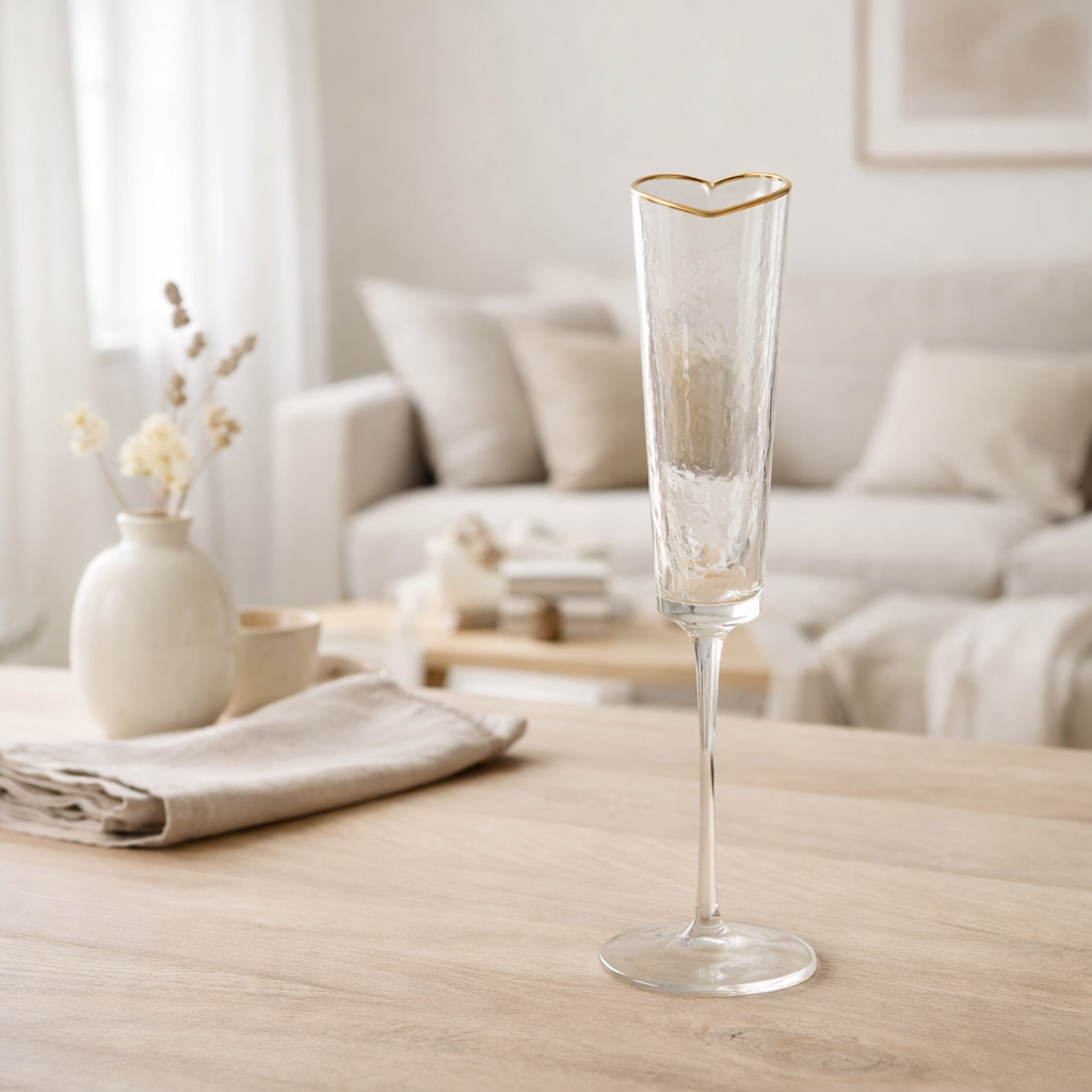 Verre à champagne J-Line Coeur - verre - or/transparent en situation