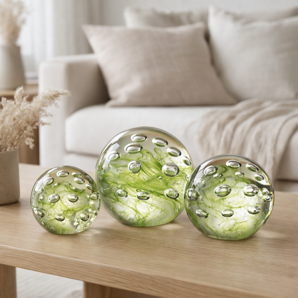 Presse-papier J-Line Bulles d'air - verre - transparent - grand en situation