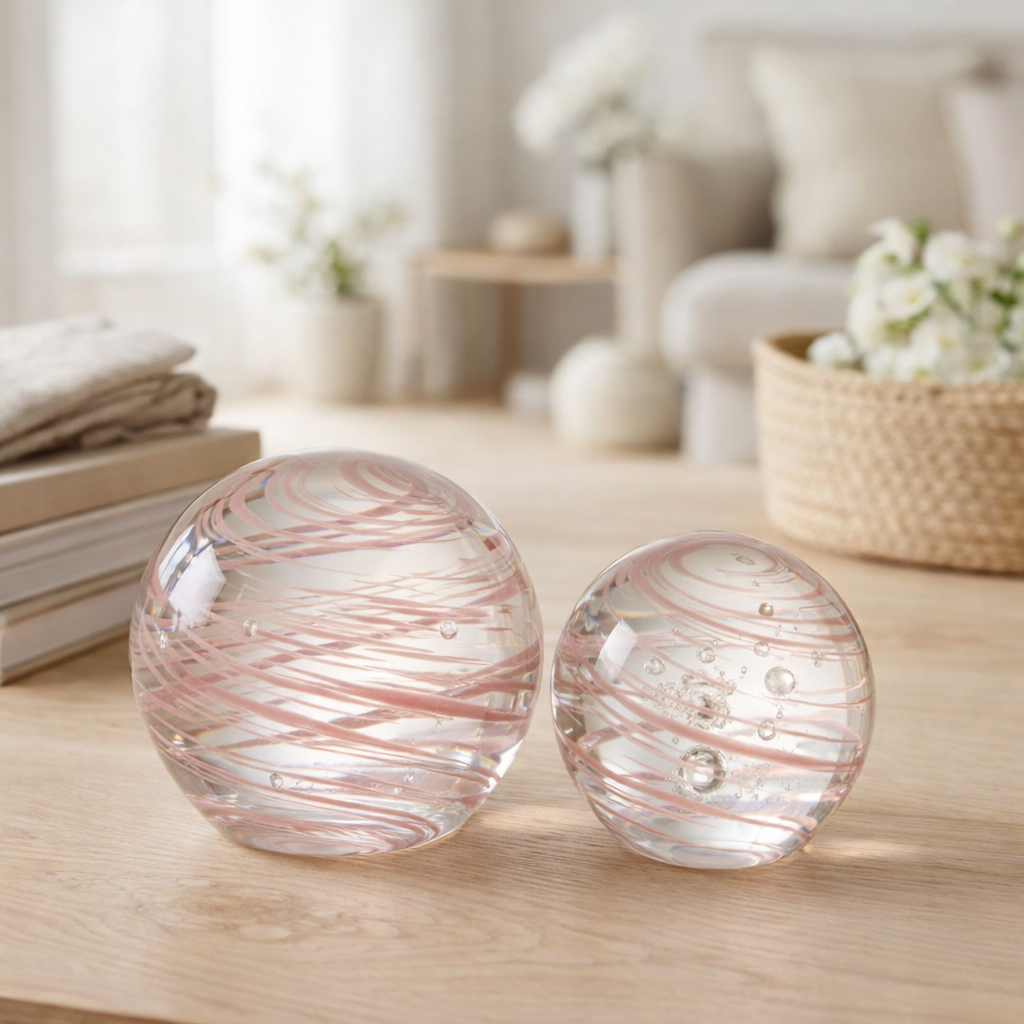 Presse-papier J-Line Whirlpool - verre - rose - grand en situation