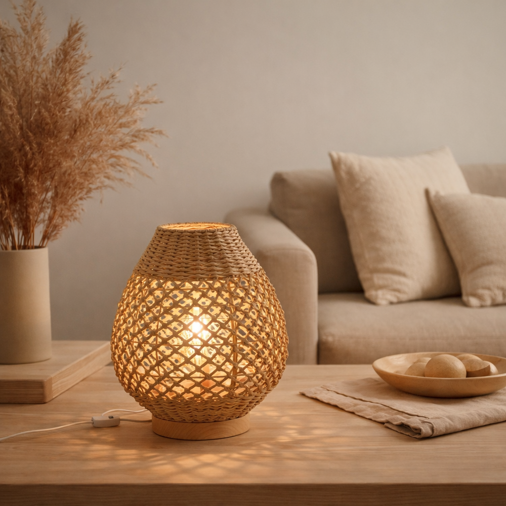 J-Line Lampe Metal Twisted Foncé Naturel Petit en situation