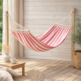 J-Line Hamac Rayures Coton/Polyester Rose/Blanc en situation