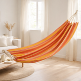 J-Line Hamac Rayures Coton/Polyester Orange+Mélange en situation