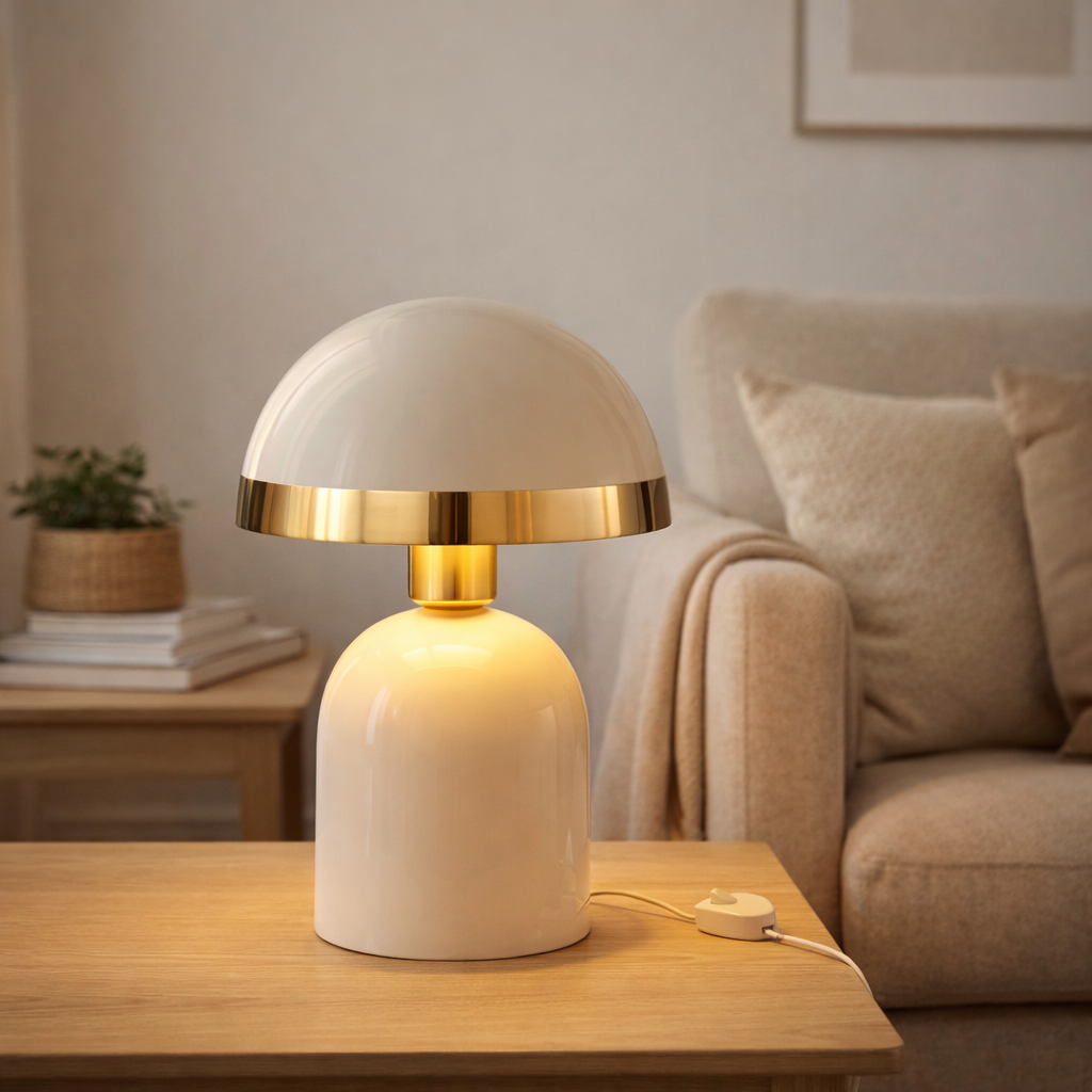 Lampe de table J-Line Gold Border - métal - blanc en situation