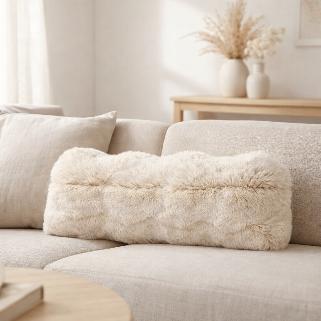 J-Line Kussen Wave Polyester Crème en situation
