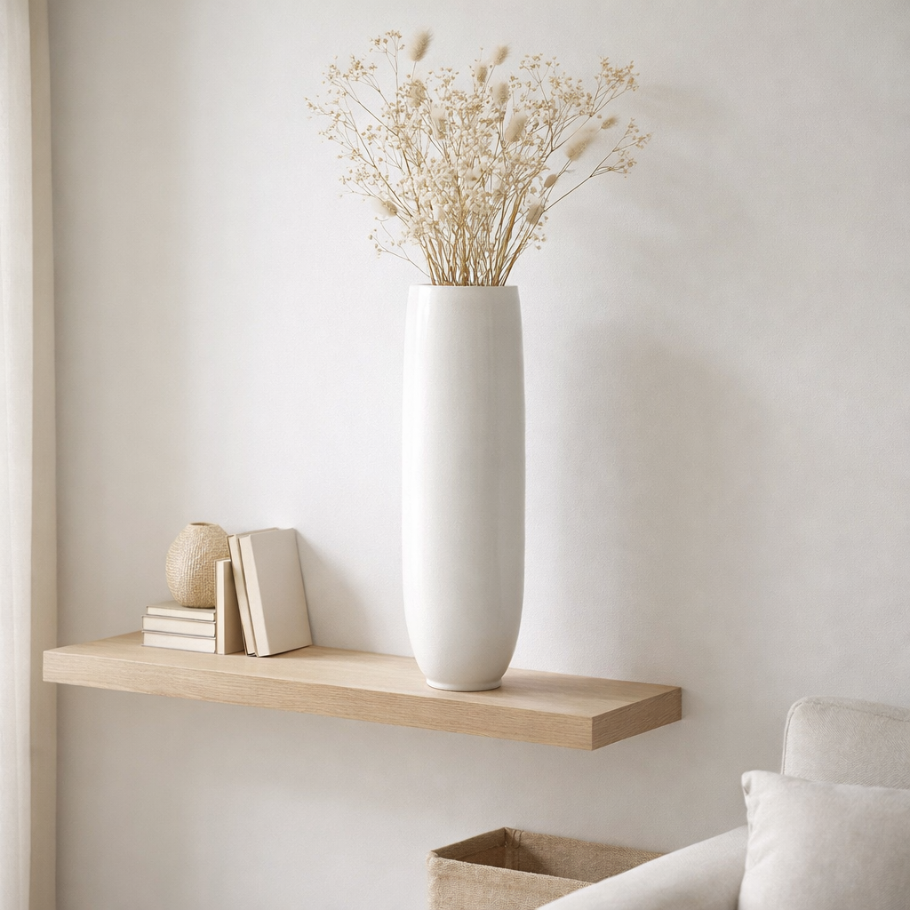 J -line Vase Ying - Céramique - Blanc - Large - 94 cm de haut en situation