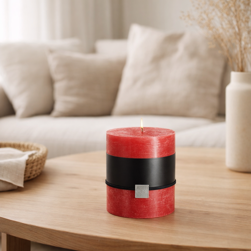 Bougie cylindrique J-Line - rouge - 64U en situation
