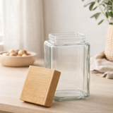Pot de conservation J-Line Brad - verre/bambou - transparent/naturel - grand en situation