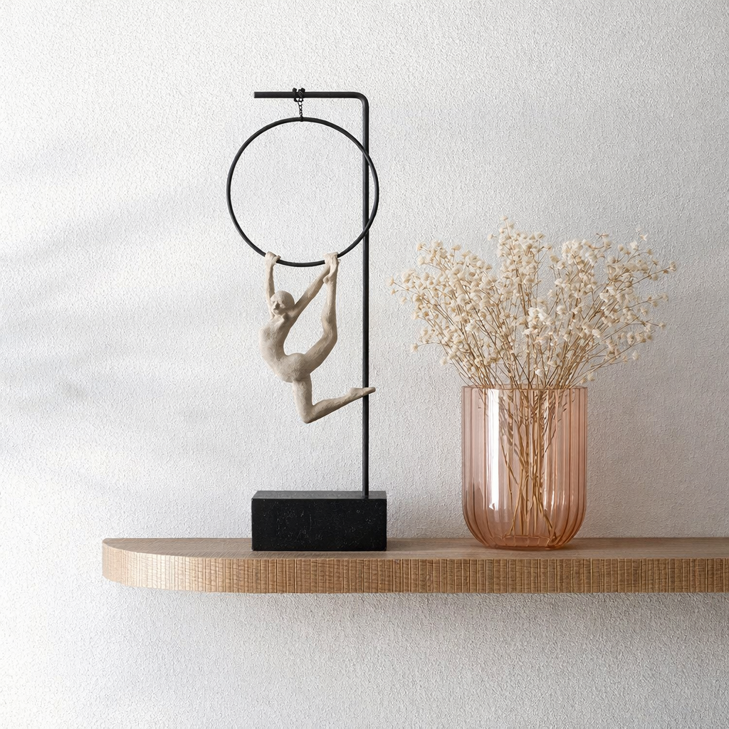 J-line vase Yari Stripes - Verre - Transparent / Peach - Small - Ø 15 cm en situation