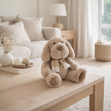 J-Line Chien+Écharpe Assis Textile Beige Large en situation