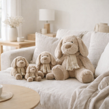 J-Line Chien+Écharpe Assis Textile Beige Extra Large en situation