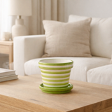 J-Line Flowerpot Granada Stripes - Céramique - Jaune - Small - Ø 21 cm en situation