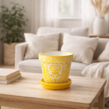 J -line Flowerpot Grenade - Céramique - Jaune - Small - Ø 21 cm en situation