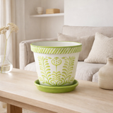 J -line Flowerpot Grenade - Céramique - Green - Grand - Ø 35 cm en situation