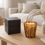 Bougie parfumée J-Line Noa - Zesty Sunburst - verre - ocre - grande - 60U en situation