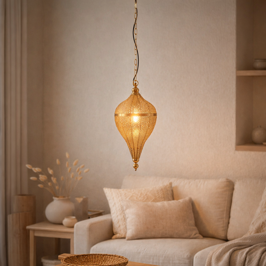 Lampe suspendue J-Line Drop - métal - or - petite en situation