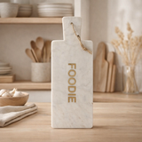 Planche à découper J-Line Rectangulaire Foodie Marble - pierre - blanc en situation
