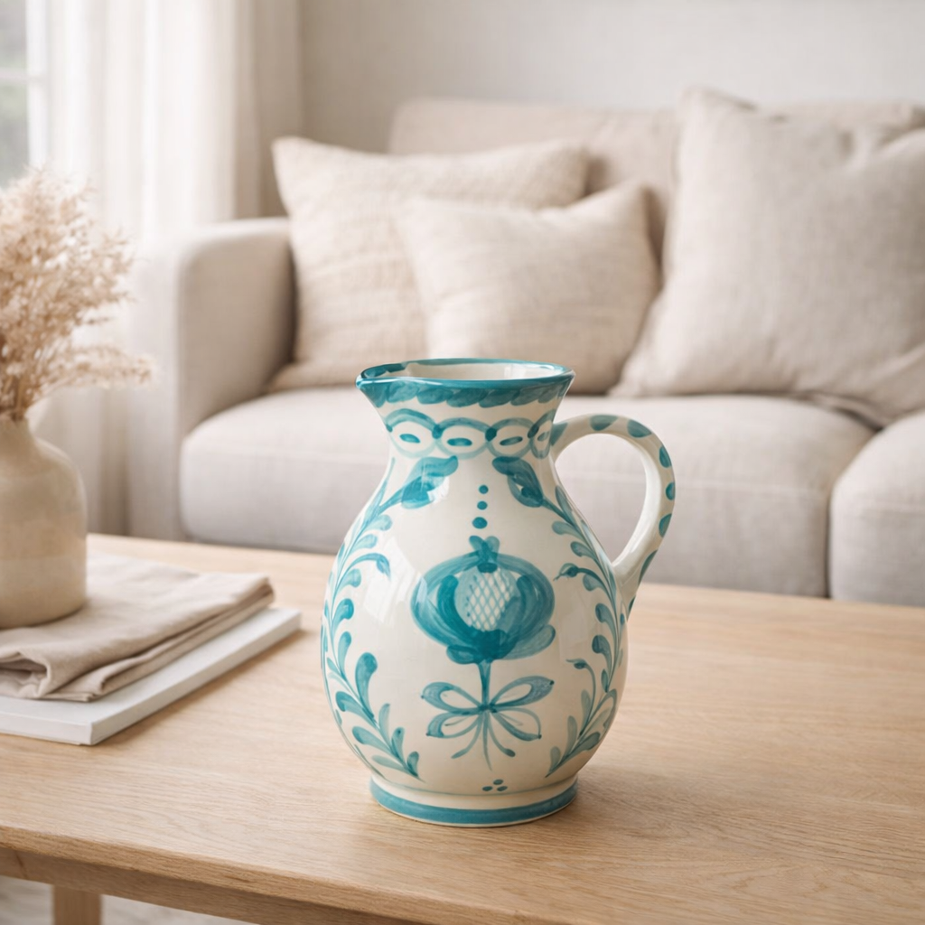 J-Line Jug Grenade - Céramique - Blanc / Aqua - Medium en situation