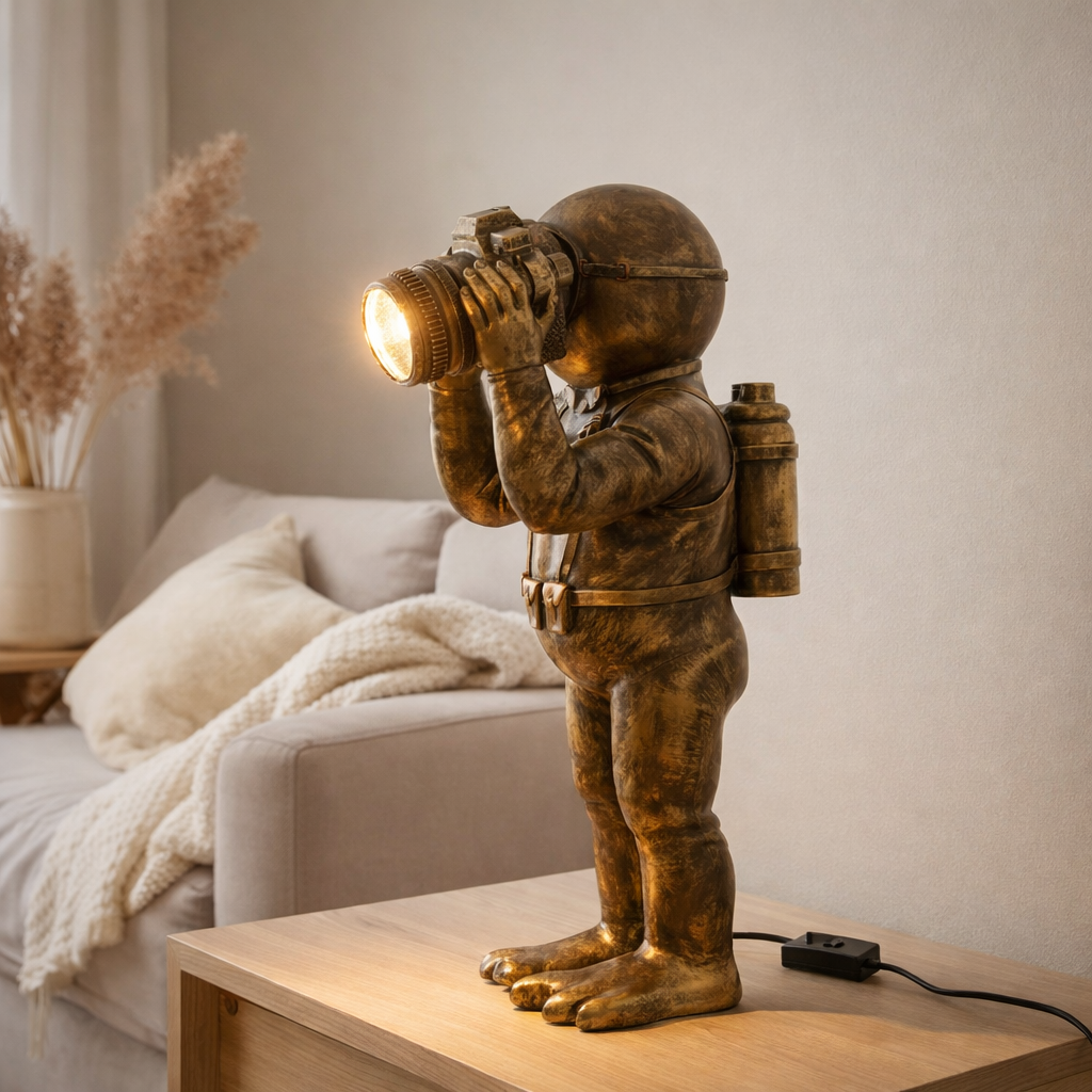 Lampe de table J-Line Diver - polyrésine - marron en situation