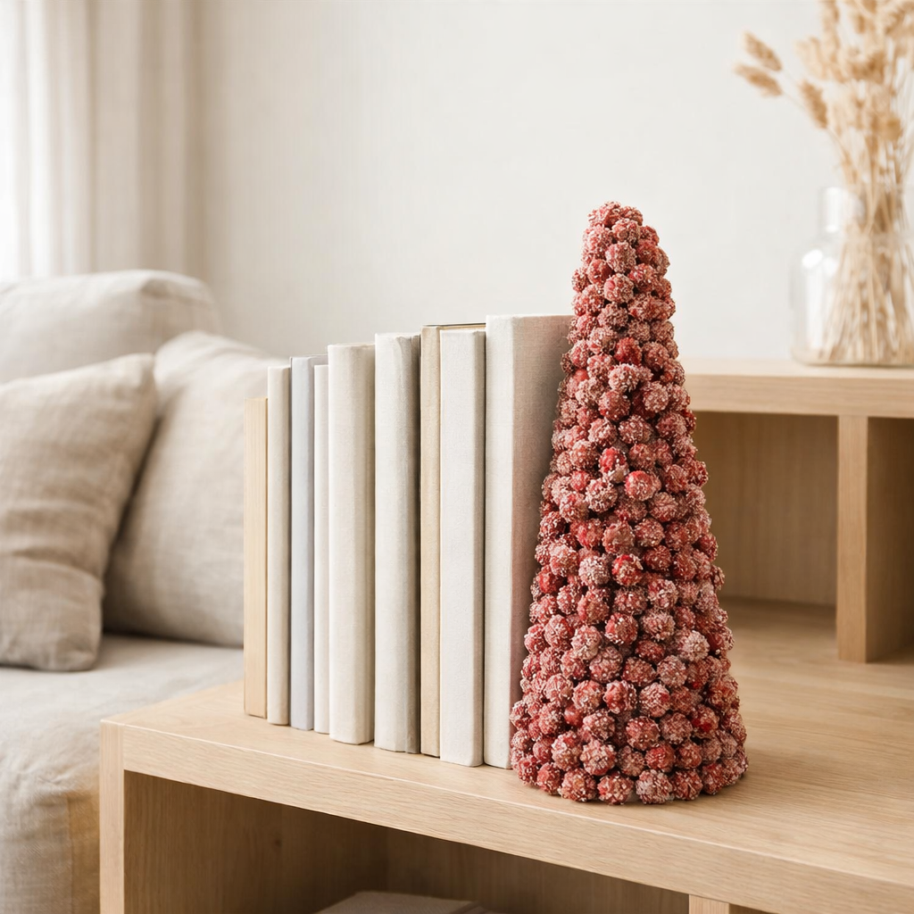 J-Line décoration Cone Berries - plastique - rouge - petit en situation