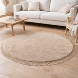 Tapis J-Line Rond + Franges - coton - beige en situation