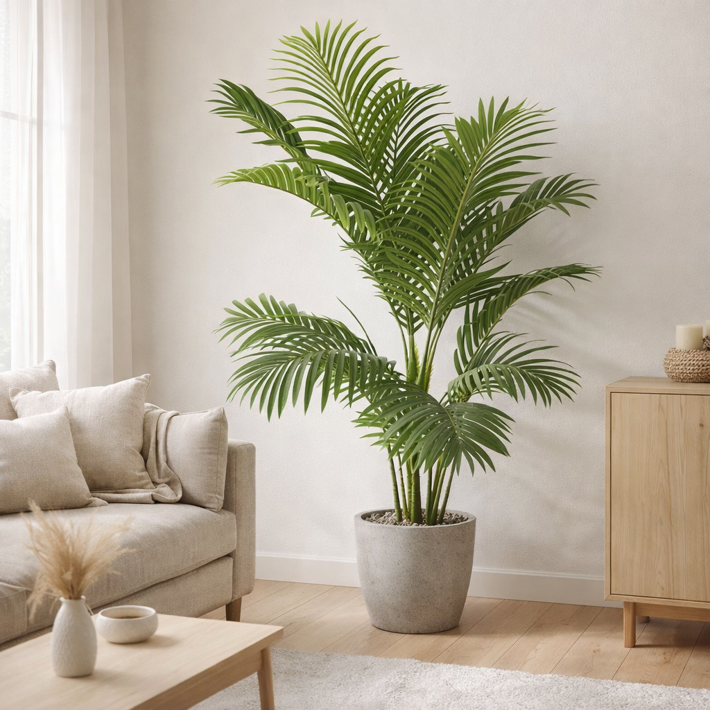 J-Line Palmier Areca Pot Artificiel Vert en situation
