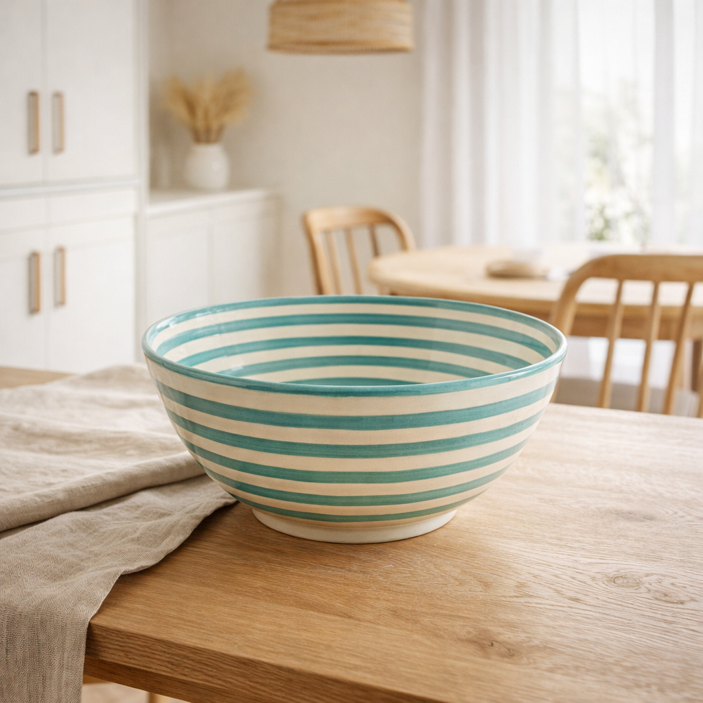 J -line Kom Granada Stripes High - Céramique - Blanc / Aqua - Large en situation