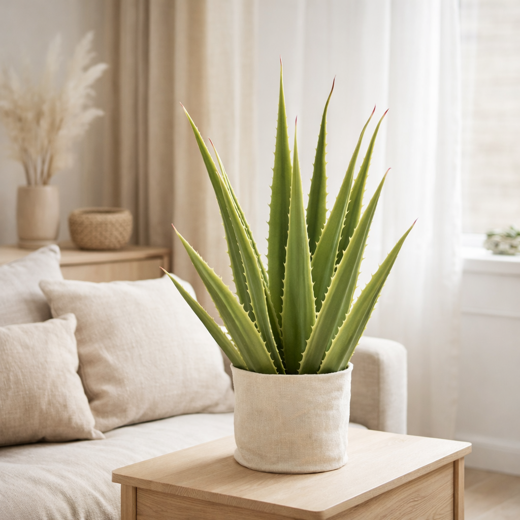 J-Line Agave Blanc Cassé Vert Artificiel en situation