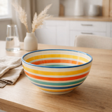 J -line Kom Granada rayures High Ceramics - White / Aqua - Medium en situation