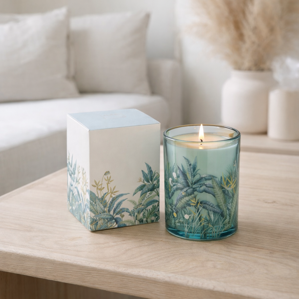 Bougie parfumée J-Line Walk In The Woods - Woody Blush - bleu - L - 55U en situation