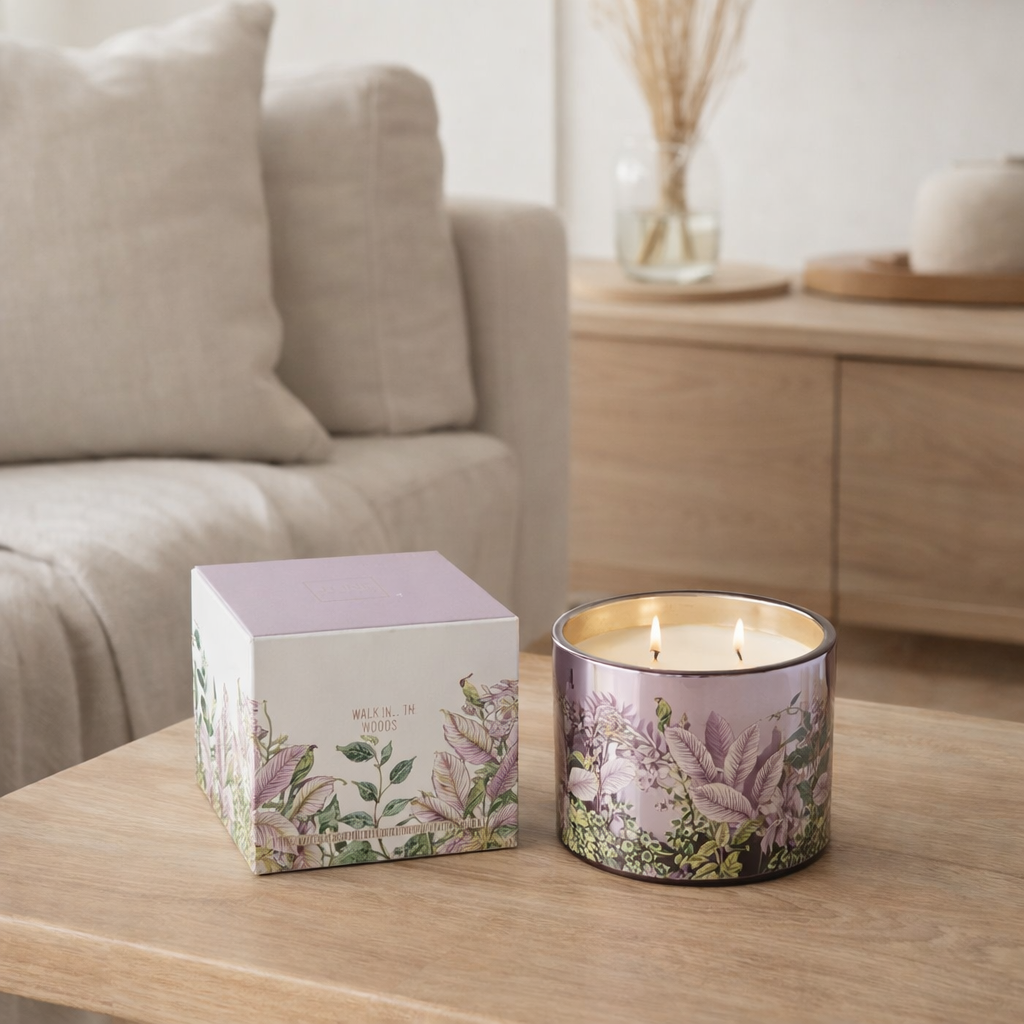 Bougie parfumée J-Line Walk In The Woods - Mimosa & Rose - rose - S - 30U en situation