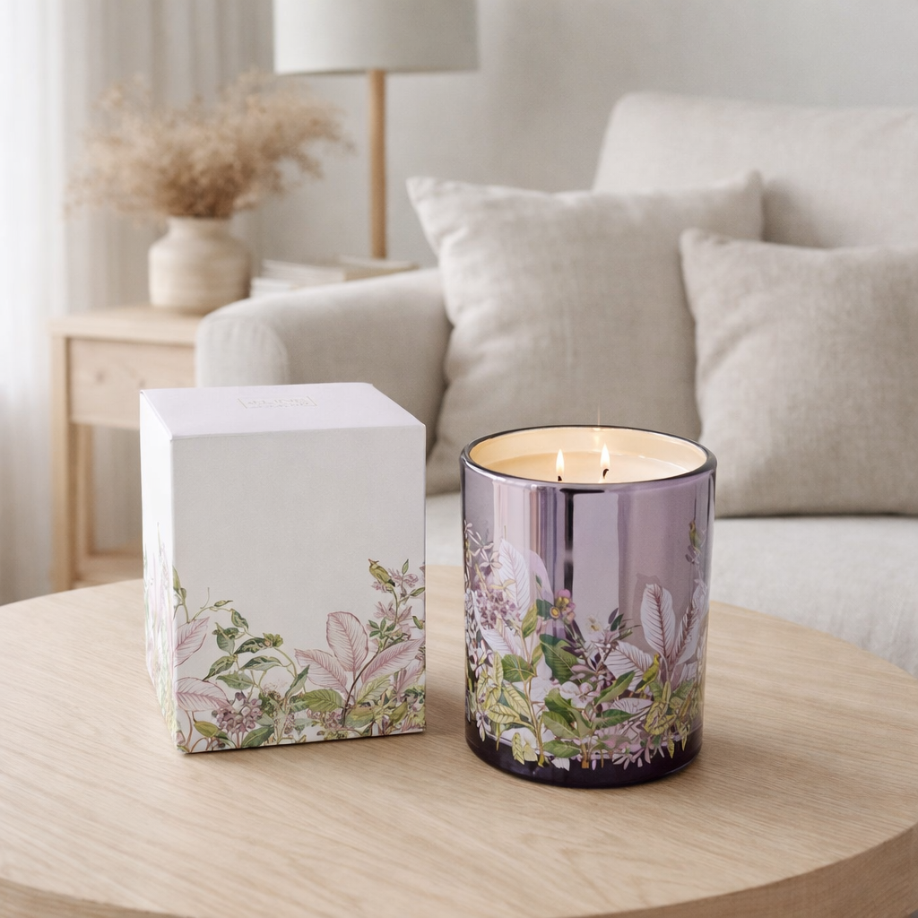 Bougie parfumée J-Line Walk In The Woods - Mimosa & Rose - rose - L - 55U en situation