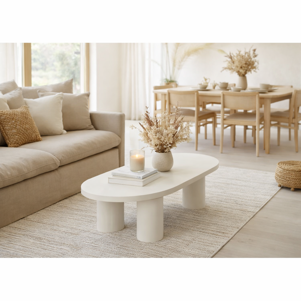 Table d'appoint J-Line Bali - bois - blanc - grande en situation
