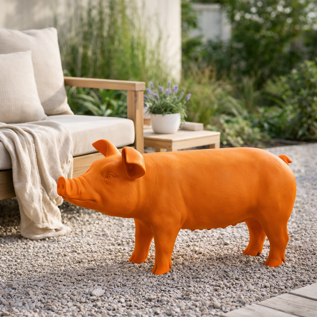 J-Line Cochon Extérieur Mgo Orange en situation
