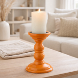 Bougeoir J-Line Halter Bois de Manguier Orange en situation