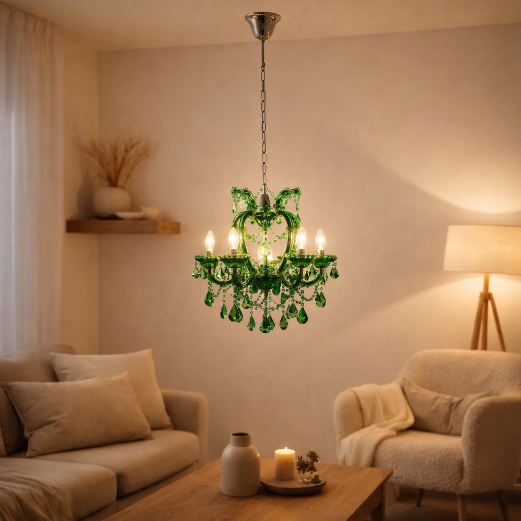Lampe à suspension J-Line Kand Antique - verre - vert en situation