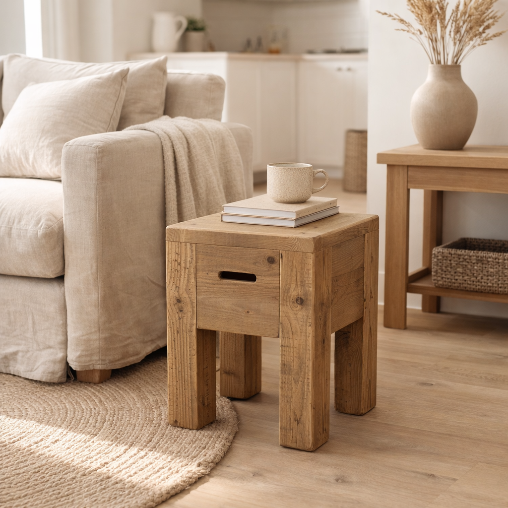 Tabouret J-Line Will Bois de Pin Marron en situation