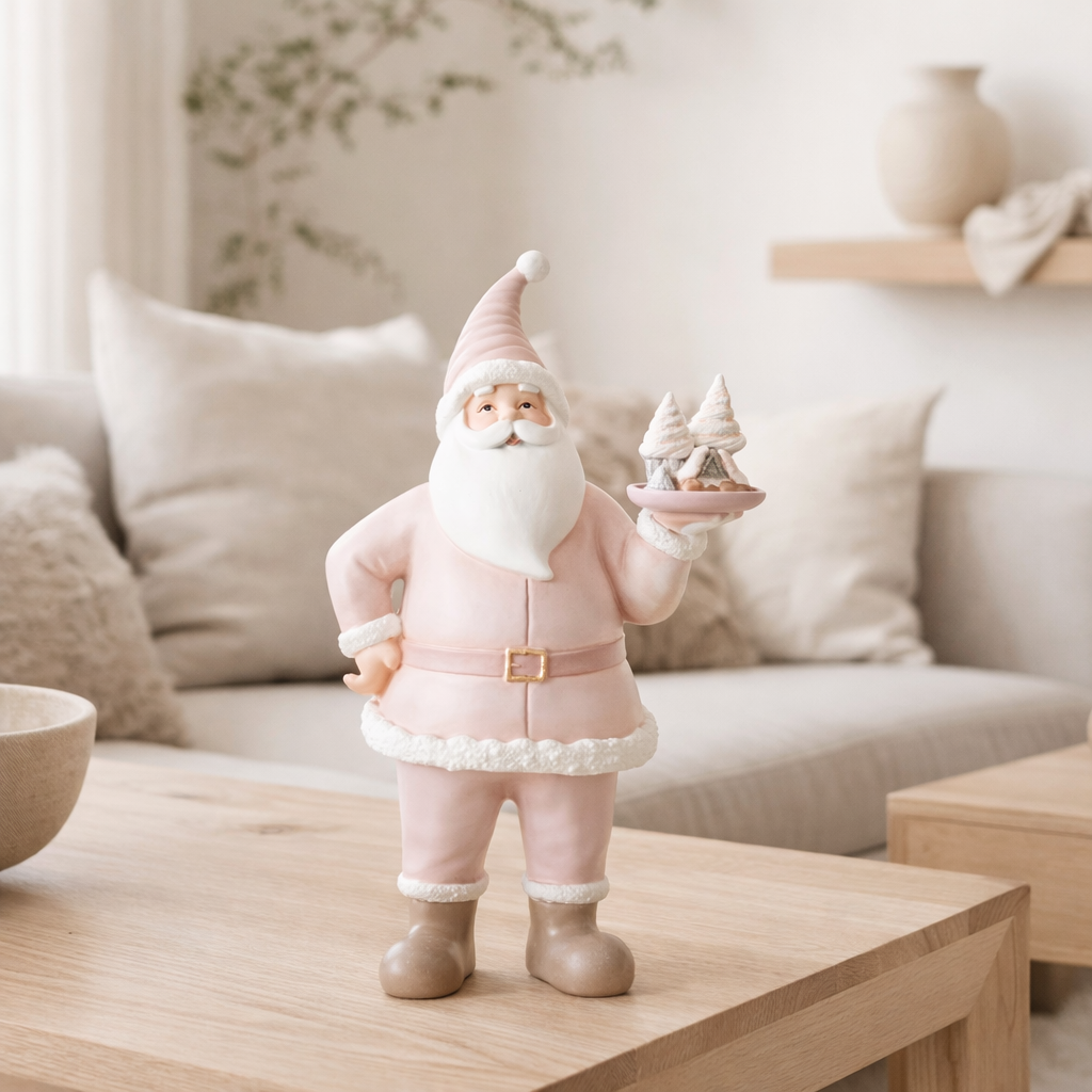 J-Line Gâteau Père Noël Résine Blanc/Rose en situation