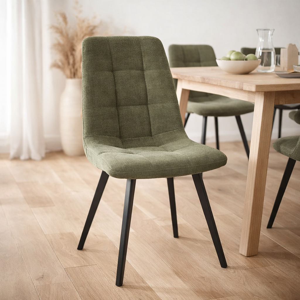 J-Line Chaise de salle à manger Clark Métal/Polyester Vert en situation