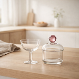 Pot de conservation J-Line Diamond - verre cristal - rose/transparent - petit en situation