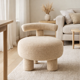 J-Line Tabouret Rond Avec Dossier Bouclé Beige Chaud en situation