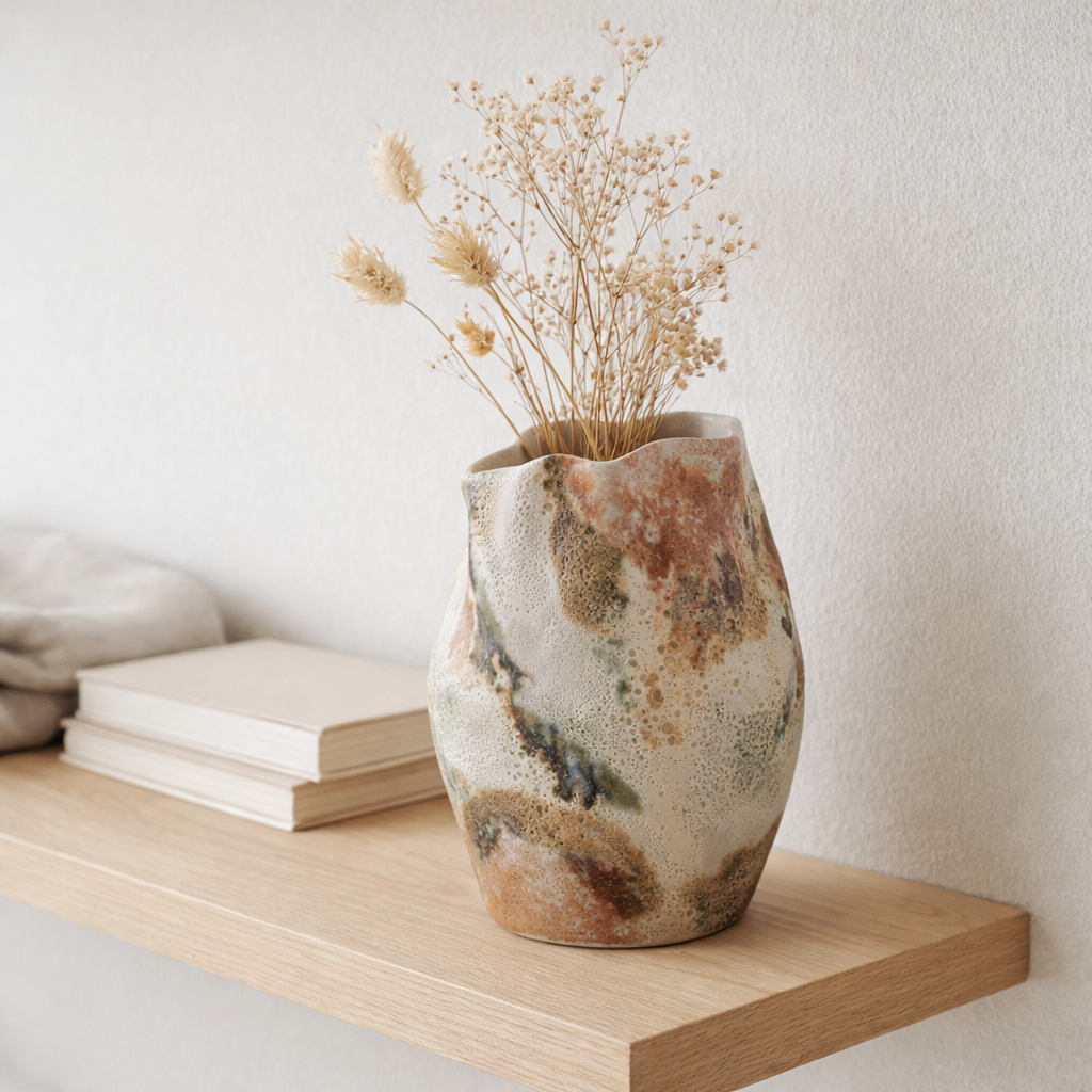 J -Line Vase Moon Round - Ceramics - Mix - 19 cm de haut en situation