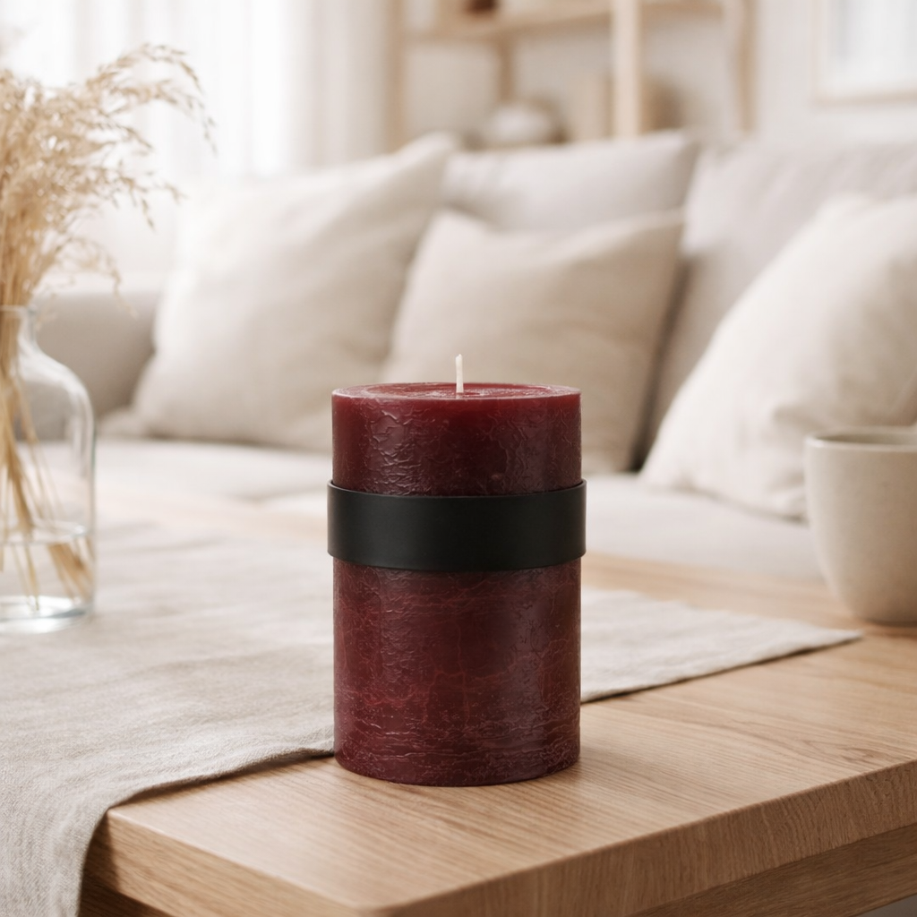Bougie cylindrique J-Line - bordeaux - XL -120U en situation