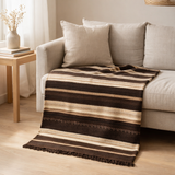 J-Line Plaid ethnique - coton - marron/noir/beige - 90 x 150 cm en situation