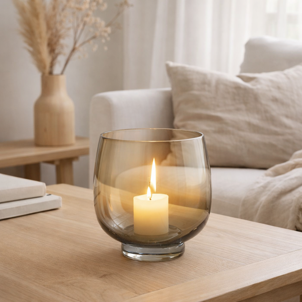 Lanterne J-Line Ronde - verre - jaune/argent - grande en situation
