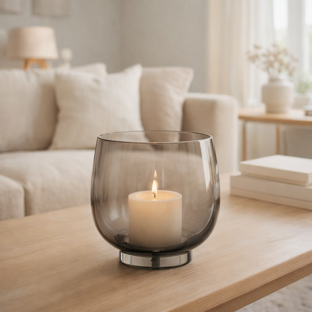 Lanterne J-Line Ronde - verre - gris/argent - grande en situation