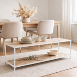 Table basse J-Line Zigzag - bois/métal - naturel/blanc en situation
