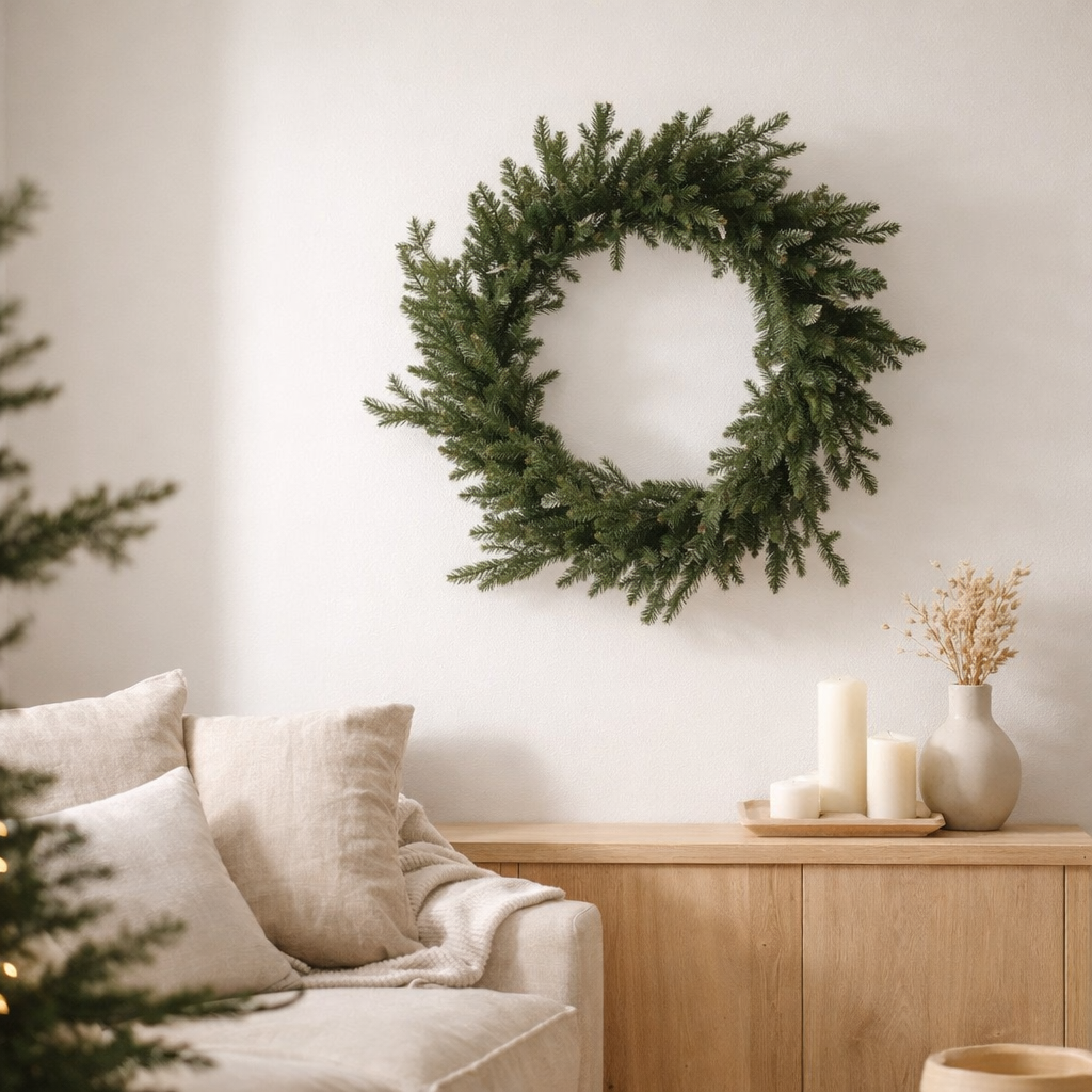 Couronne décorative J-Line 20 LED - plastique - vert - L en situation