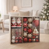 Boule de Noël J-Line - plastique - rouge/or - boîte de 45 en situation