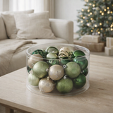 Boule de Noël J-Line - plastique - vert/écru - boîte de 30 en situation