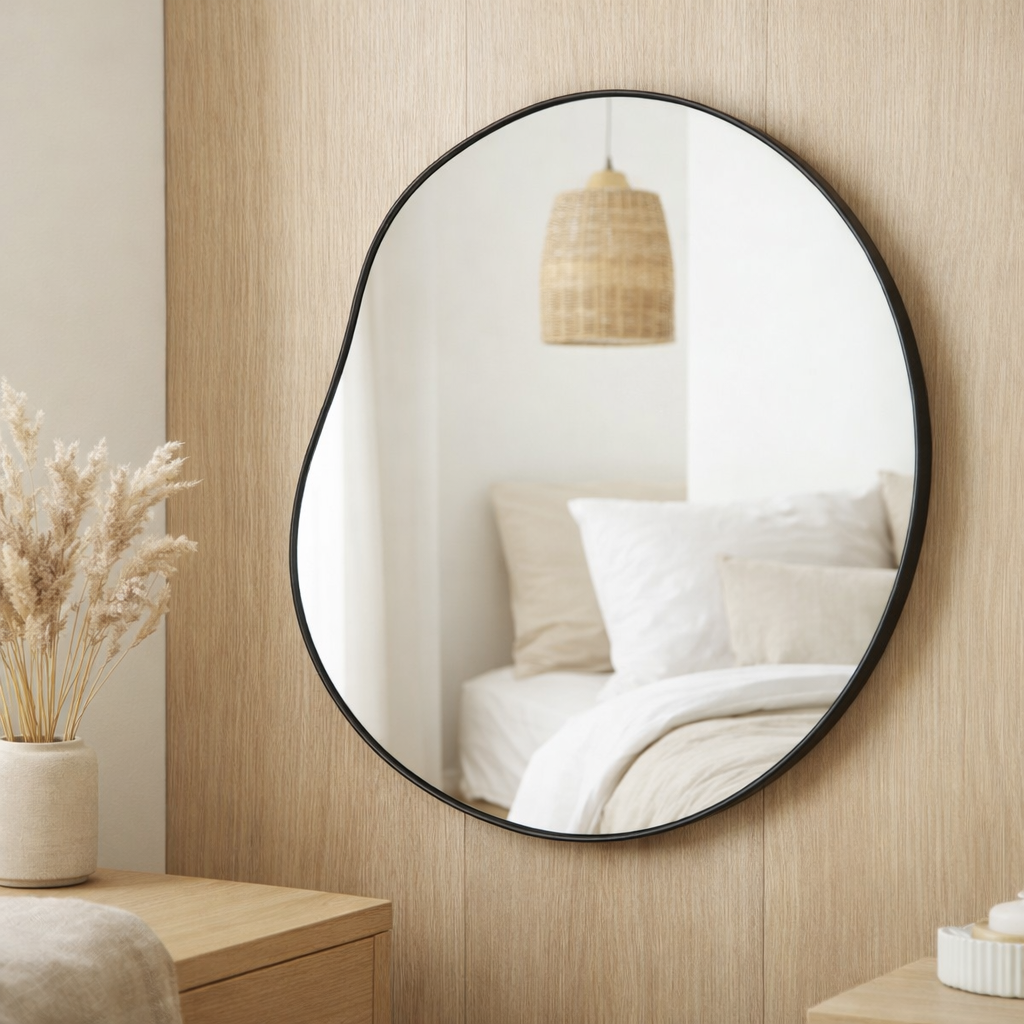 J -line Spiegel Extrema - Fer / Mirror - Black - Medium - Ø 49 cm en situation